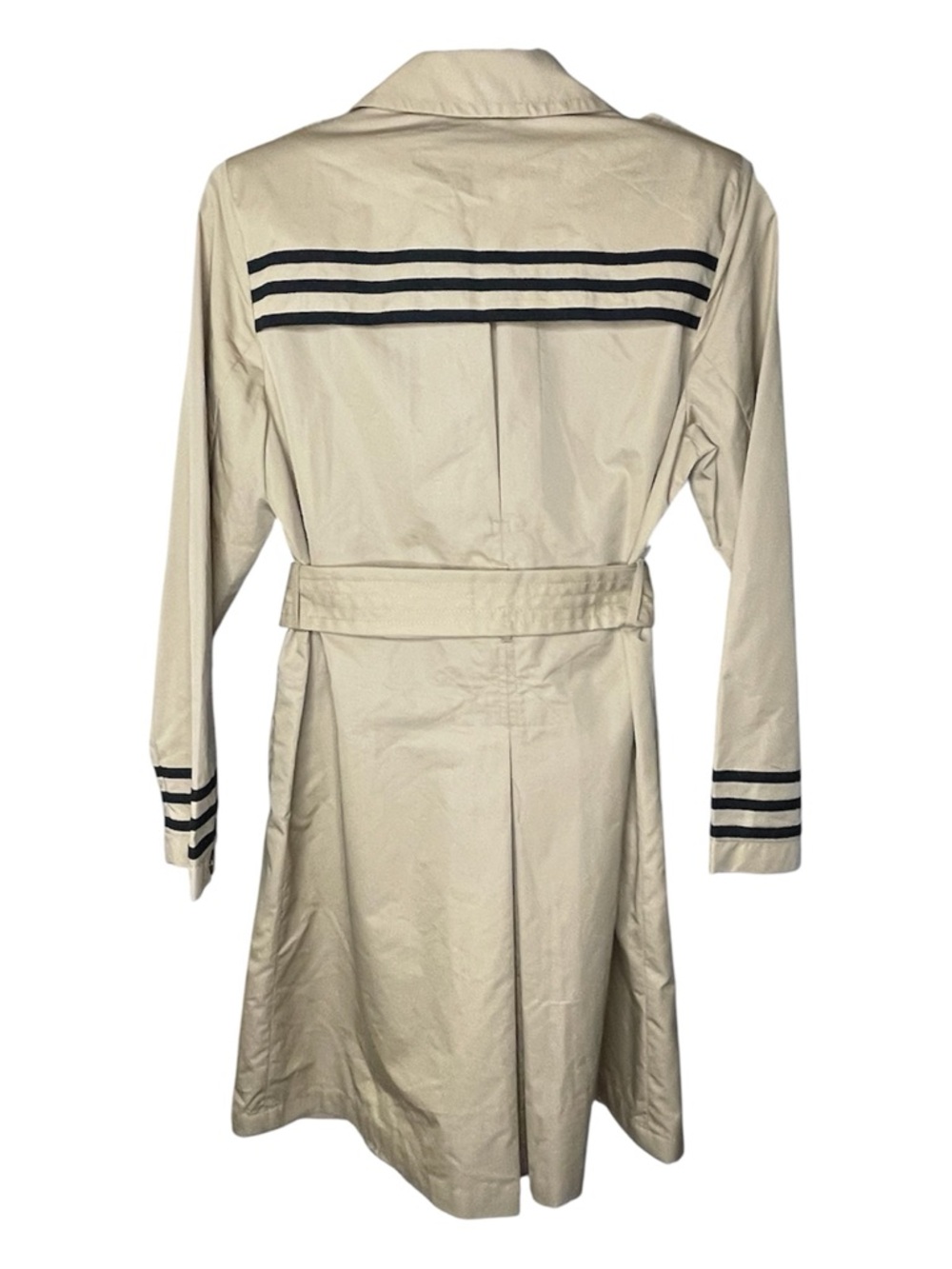 Cabi Runway Trench Coat with Navy Stripe Accents Sz M - Picture 3 of 6